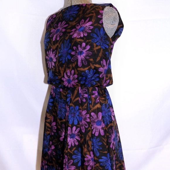 VTG 60's Daisy Floral Pleated Scooter Dress XS/S - Picture 6 of 12